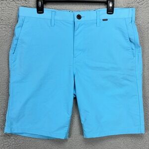 Hurley Nike‎ Dri-Fit Mens Chino Golf Shorts 34 Blue Athletic Stretch Nylon Blend
